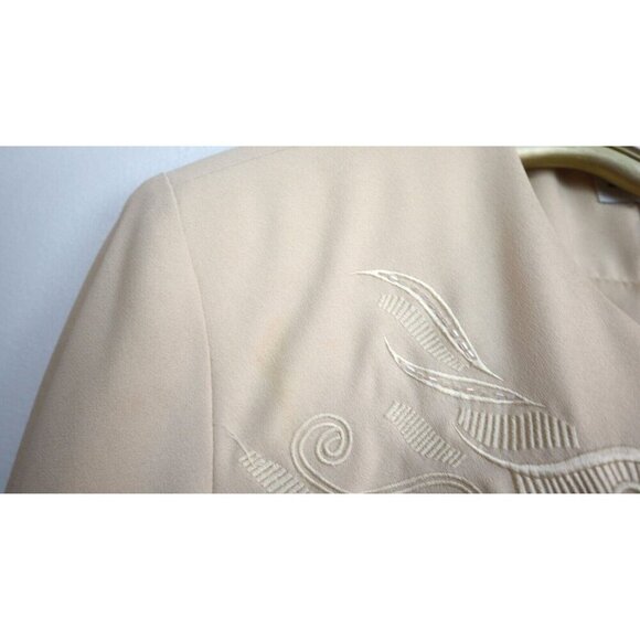 JUSTIN TAYLOR - WOMEN'S BEIGE EMBROIDERED BLAZER JACKET - SIZE 10 - Picture 3 of 6